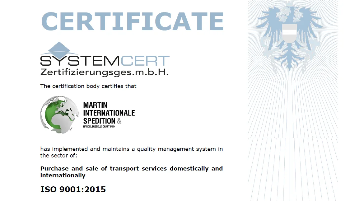 A Milestone for Quality: Martin Spedition is Now ISO 9001:2015 Certified