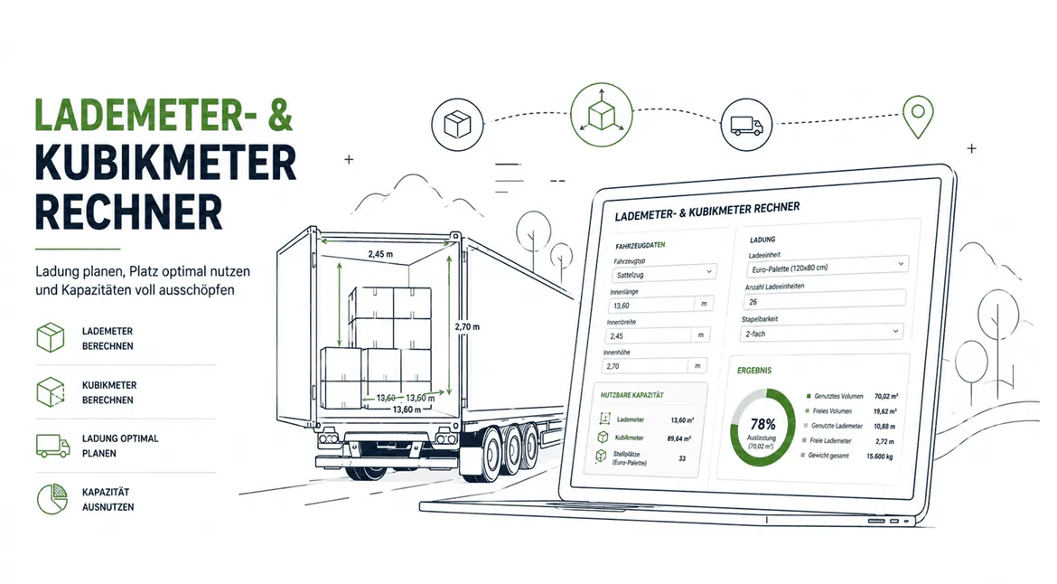 Loading meter and cubic metre calculator for transport planning and cargo space calculation in international freight