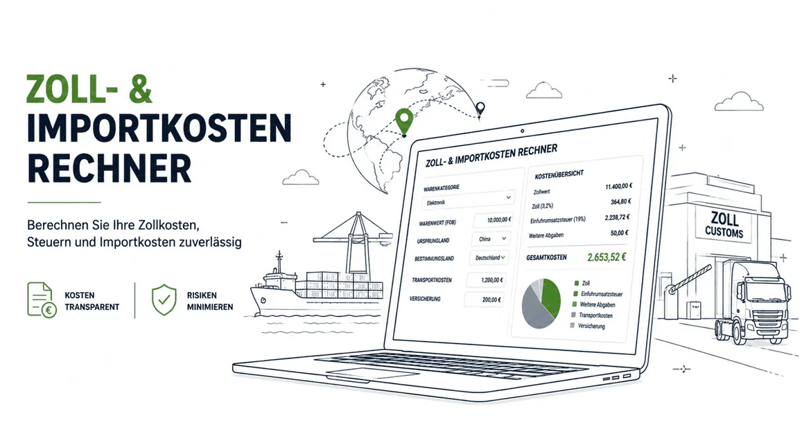Customs and import cost calculator for calculating customs duties, import VAT, and international import costs