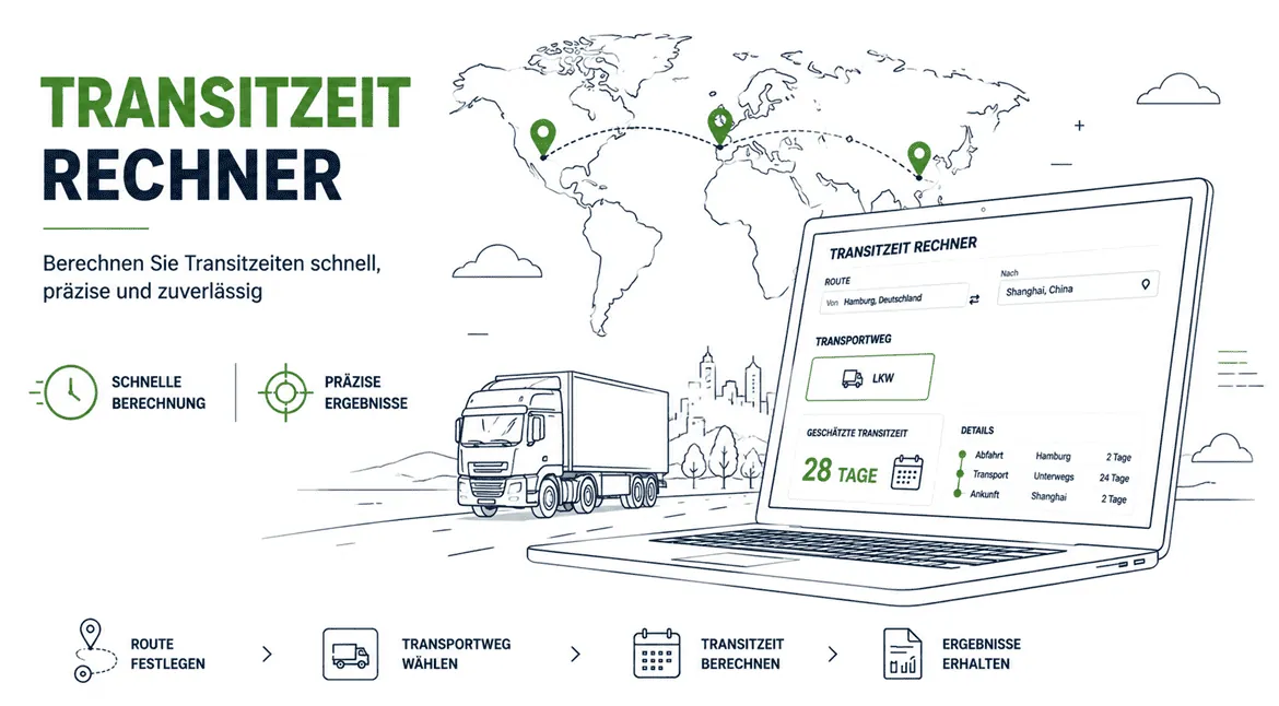 Transit time calculator for international road transports and estimated delivery times