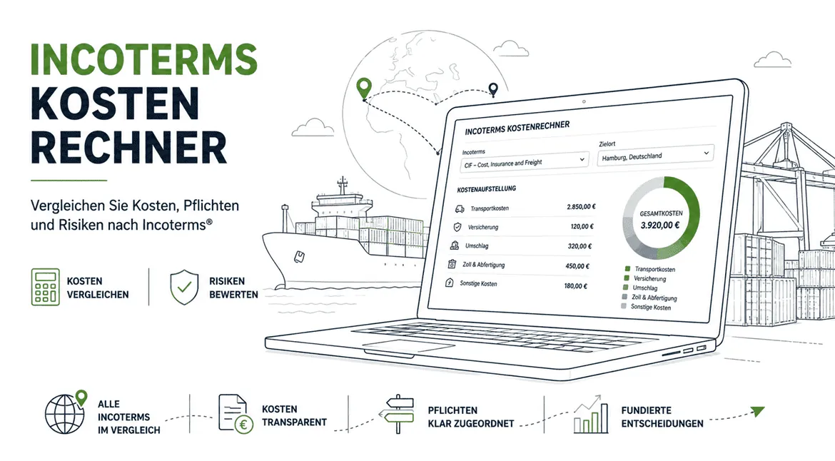 Incoterms cost calculator for international delivery terms, risks, and transport costs